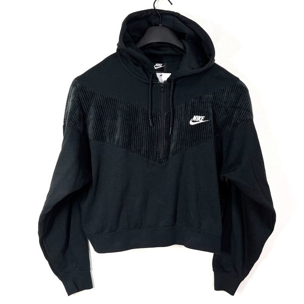 Nike Heritage Half Zip Hoodie Velvet V Stripe Black Large
